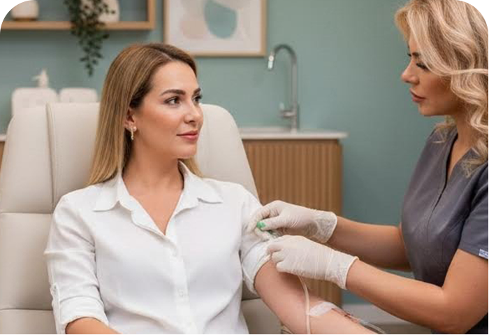 image of a woman taking IV Therapy